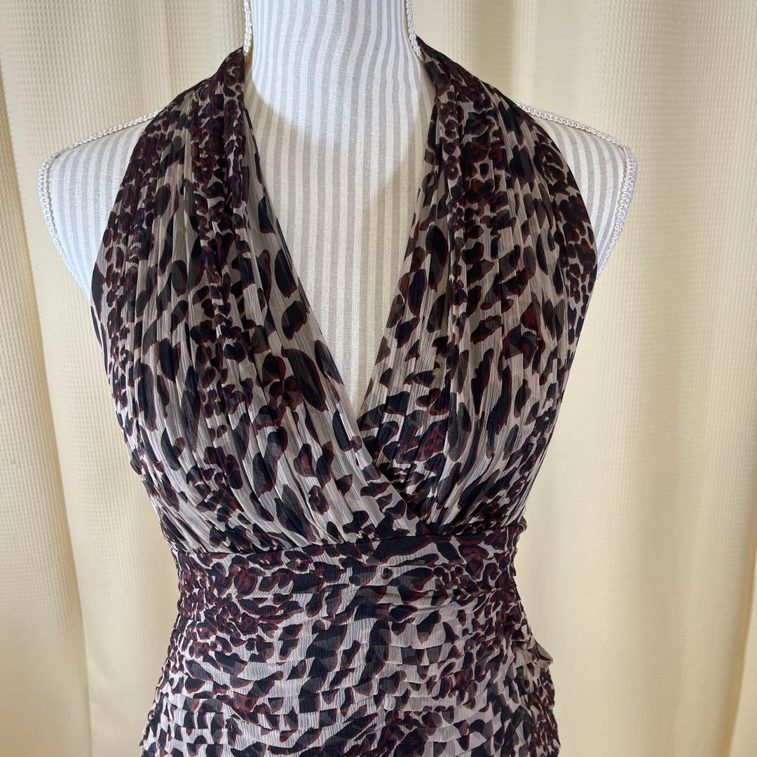 【新品】Tadashi Shoji タダシショージ ホルターネックヒョウ柄ドレス
