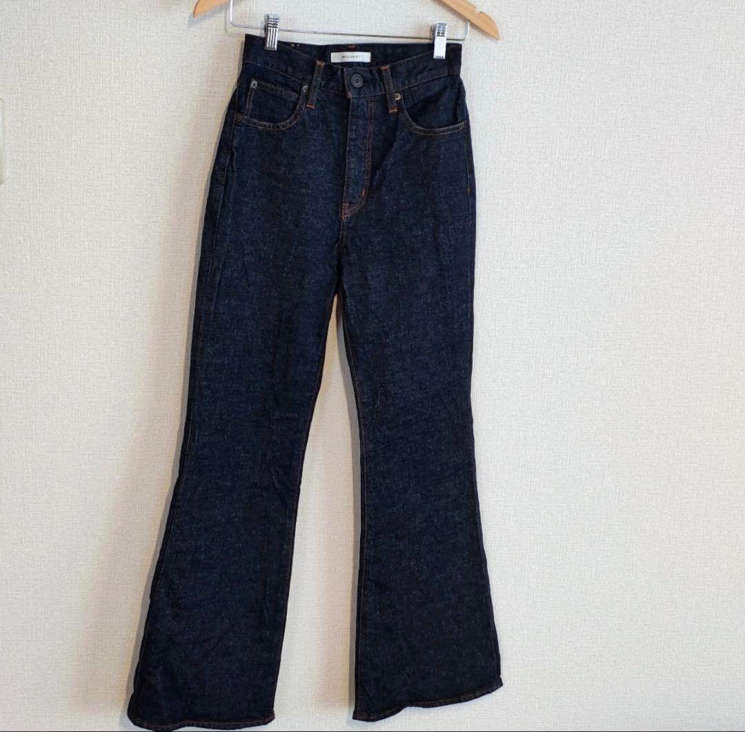 美品 moussy MVS フレアデニムパンツ ストレッチ ハイウエスト 25